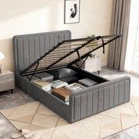 Comfy Living Ltd Brushed Velvet Ottoman Bedframe in Dark Grey | Size: Double