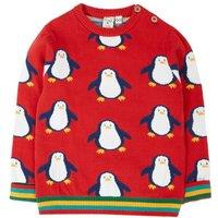 Frugi Boy's Jolly Knitted Jumper in Red | Size: 1-2 Years