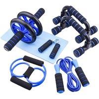 NESTLUNE 7 in1 AB Wheels Rollers Kit with Push Up handle Jump Rope in Blue | Size: 0-1 m