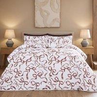 OHS Ribbon Bow 10.5 TOG Reversible Coverless Duvet Set Washable Bedding in Natural | Size: Single
