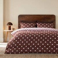 OHS Polka Dot 10.5 TOG Reversible Coverless Duvet Set Washable Bedding in Brown | Size: King