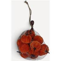 Stella Graham Bag of 12 Hanging Velvet Pumpkins, Rustic Twine Halloween Decorations in Orange