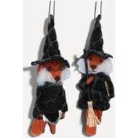 Stella Graham Set of 2 Witch Fox Decorations felt Halloween ornaments in Black | Size: 2 Pack