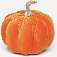 Stella Graham Velvet pumpkin with gold glitter stalk ornament in Orange