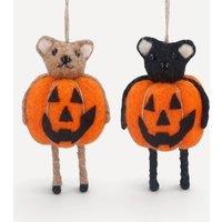 Stella Graham 2 Pack Felt Bears in Pumpkin Outfits Halloween Decorations