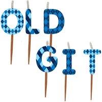 Global Journey Gifts Novelty Birthday Cake Candle Set - Old Git in Blue