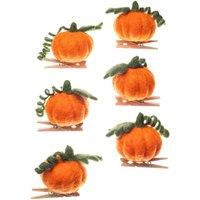 shoeless . Set of 6 Felt Clip-On Pumpkin Decorations for Halloween in Orange