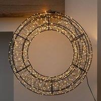 Samuel Alexander 38cm Light up 3D Metal Christmas Wreath with 960 Warm White LEDs in Black