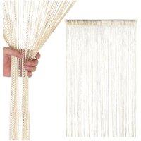 Neel Blue Glitter String Curtain Panel, Ivory, 200cm x 100cm in Ivory | Size: 100 cm width x 200 cm drop