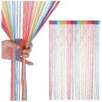 Neel Blue String Curtain Beaded Panel, Gold, 100cm x 200cm | Size: 100 cm width x 200 cm drop