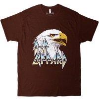 Rock Off officially Licensed Products Def Leppard Eagle Band Logo T-Shirt in Brown | Size: Medium