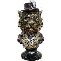 Gifts Direct 2 U Victorian Steampunk Tiger Bust Statue with Top Hat & Feather