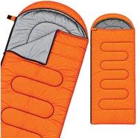 Aamira Sleeping Bag Adult Hooded 3 Season Lightweight Water-Resistant Orange | Size: Single