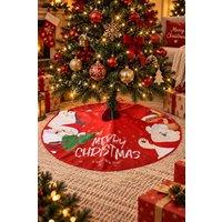 Lovii Merry Christmas Cartoon Tree Skirt in Red | Size: 90 cm