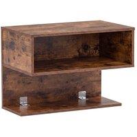 Costway Floating Nightstand Wall Mounted Bedside Table End Table with Storage Shelves in Brown