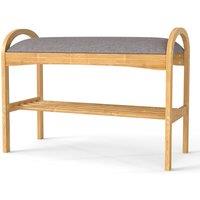 Costway Entryway 2-Tier Shoe Rack Bamboo Shoe Bench in Grey