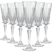 RCR Timeless Crystal Glass Champagne Flutes - 210ml - Pack of 6 in Clear