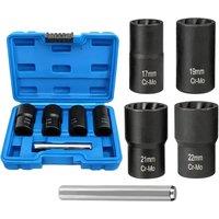 NESTLUNE Locking Nut Remover Stud Bolt Impact Twist Socket Extractor Tool Set in Blue