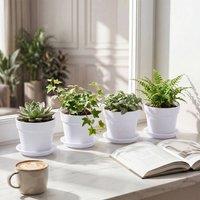 PAWNORA Traffic WHITE 4pcs Mini Plant Pots with Drainage Hole