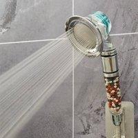 NESTLUNE Chrome Shower Adjustable Ionic Water Saving Shower Head Set in Silver | Size: 1000mm x 400mm