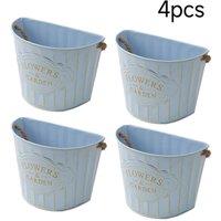 NESTLUNE Light Blue 17*14*9.5cm Flower Bucket Metal Flower Pot Planter | Size: 19kg