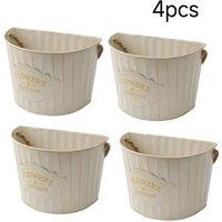 NESTLUNE Cream White 22*13*15cm Flower Bucket Metal Flower Pot Planter | Size: 10kg