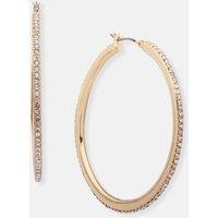 DKNY Jewellery Women's 50mm Pave Crystal Hoop Earrings in Gold
