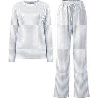 MODISHION Women's 2-Piece Casual Striped Pyjama Set in Grey | Size: Large