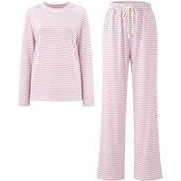 MODISHION Women's 2-Piece Casual Striped Pyjama Set in Pink | Size: Medium