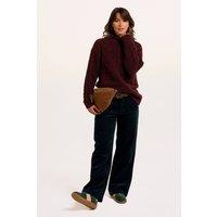 Brakeburn Women's Freya Cable Knitted Funnel Neck Jumper in Burgundy | Size: 18