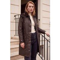 Roman Women's Waxed Longline Hooded Coat in Chocolate | Size: 18
