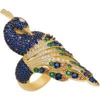 Latelita Women's Peacock Cocktail Ring Gold in Blue | Size: Q