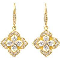 Latelita Women's Pointed Cz Clover Flower Drop Earrings Gold in White