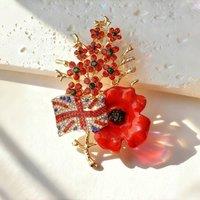 Lovii Women's Regal Poppy Heritage Brooch | Size: 7.5 cm