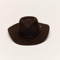 Liquorish Women's Wool Cowboy Hat With Slim Leather Band in Brown | Size: Medium