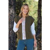 WoolOvers Women's Edge to Edge Waistcoat in Khaki | Size: 2XL