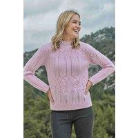 WoolOvers Women's Turtle Neck Textured Jumper in Light Pink | Size: Large