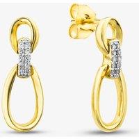 T.H.Baker Women's 9ct Yellow Gold 0.08ct Set Diamond Linked Earrings THE44320-08NJ