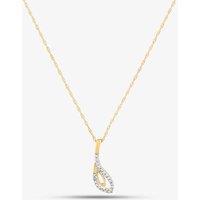 T.H.Baker Women's 9ct Yellow Gold 0.08ct Tear Drop Necklace THP43039-08 (YG) | Size: 18 inches