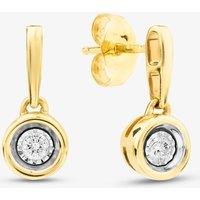 T.H.Baker Women's 9ct Yellow Gold 0.10ct Diamond Dropper Earrings THE30825-10