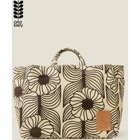 Orla Kiely Women's Gable Cotton Canvas XL Tote - Moonflower Desert in Black