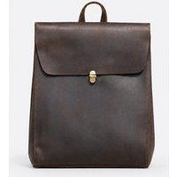 Touri Women's Handmade Worn Look Genuine Leather Slim Backpack Brown
