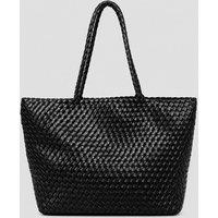 RIMINI Women's Faux Leather Weaving Shopping Bag 'Betty' - Black
