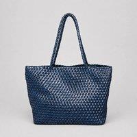 RIMINI Women's Faux Leather Weaving Shopping Bag 'Betty' - Blue