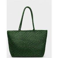 RIMINI Women's Faux Leather Weaving Shopping Bag 'Betty' - Green