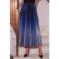 Roman Women's Velvet Ombre Pleated Midi Skirt in Blue | Size: 10