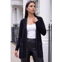 Roman Women's Stud Trim Cardigan in Black | Size: 18