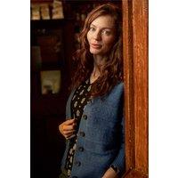 Weird Fish Women's Aramis Textured Striped Stitch Cardigan in Blue | Size: 22
