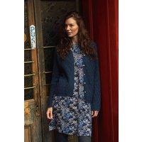Weird Fish Women's Posie Pointelle Knit Cardigan in Navy | Size: 12