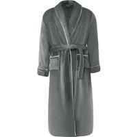 MODISHION Men's Lapel Collar Flannel Dressing Gown in Grey | Size: XL
